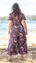 Load image into Gallery viewer, Boho Australia Haafsa Jumpsuit - Navy and Pink Patterned Perfection
