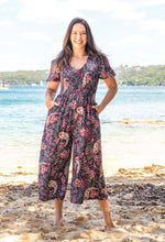 Load image into Gallery viewer, Boho Australia Haafsa Jumpsuit - Navy and Pink Patterned Perfection
