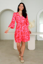 Load image into Gallery viewer, Dream Catcher Rose Mini Dress – Coral Charm with Long Sleeves
