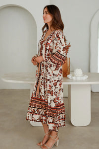 Sage Midi Dress - Boho Chic with Elegant Details