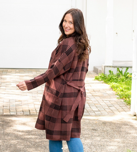 Dillan Knee-Length soft Cardigan in Brown - Comfort Meets Style