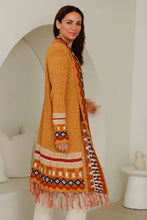 Load image into Gallery viewer, Mustard Boho Fringe Cardigan with Pockets (Open Front)
