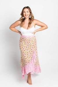 Ishani Sachi Pink Wrap Maxi Skirt – Boho Chic Beauty